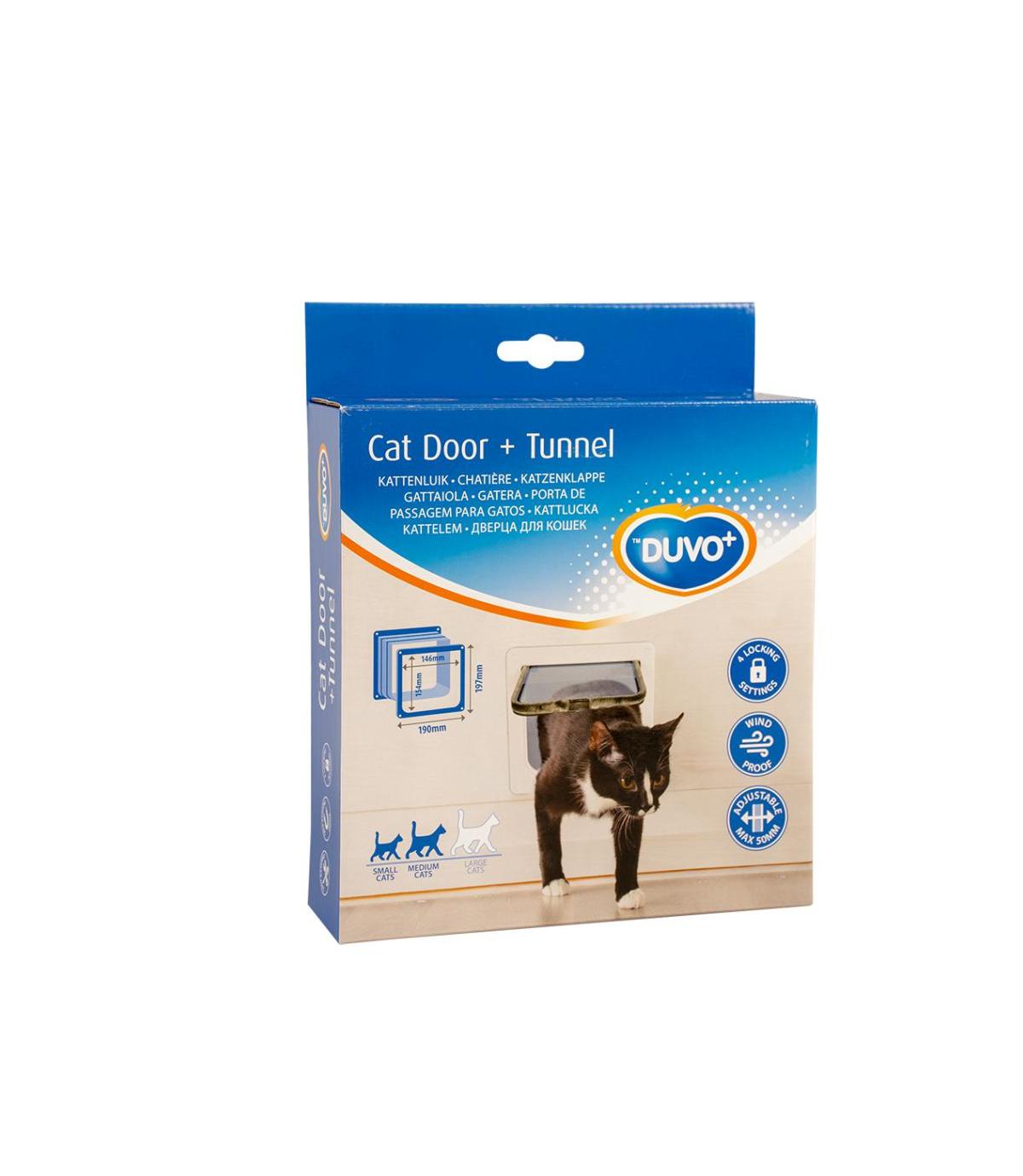 DUVO+ drzwi dla kota z tunelem 19x19,7 cm