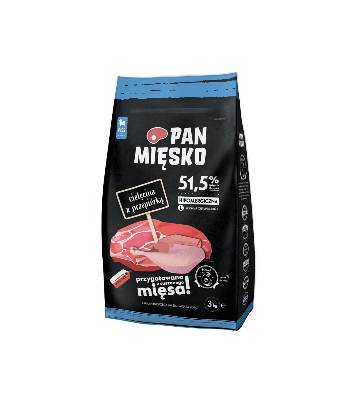 Pan Mięsko Cielęcina z przepiórką dla szczeniąt L 3kg