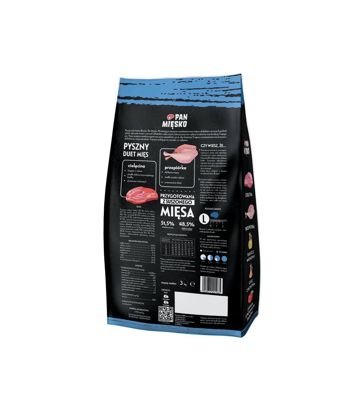 Pan Mięsko Cielęcina z przepiórką dla szczeniąt L 3kg