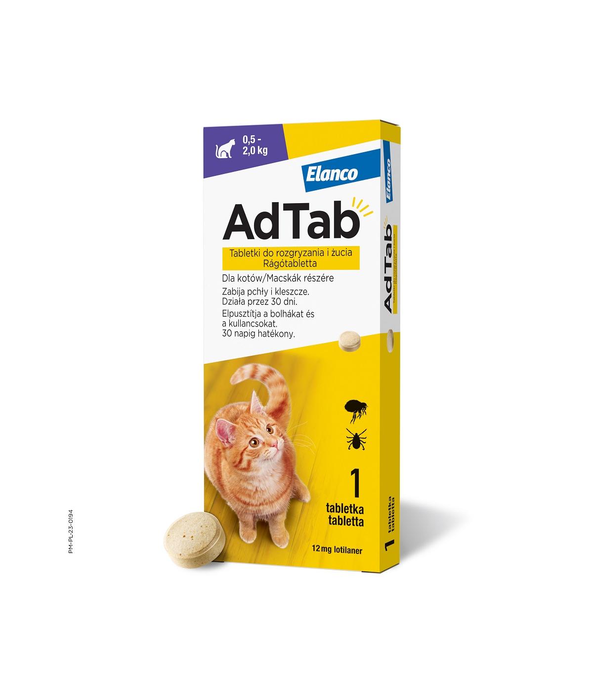 AdTab tabletka na kleszcze i pchły dla kota (0,5-2kg)