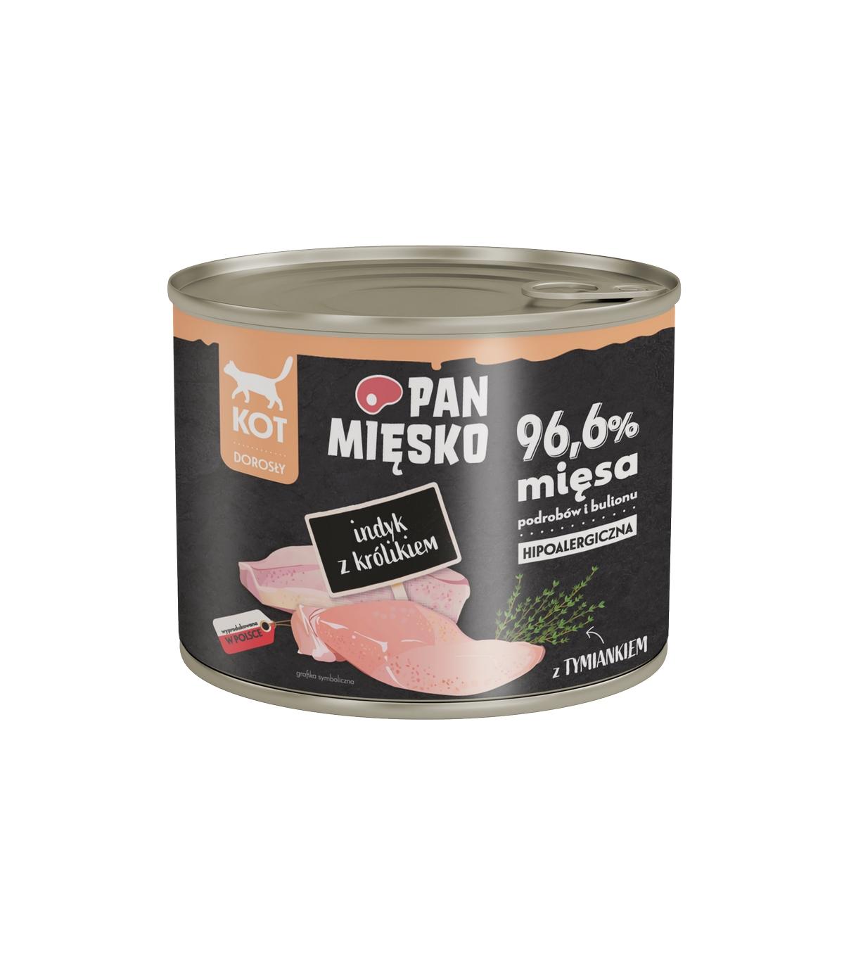 Pan Mięsko dla kota Indyk z królikiem 200g