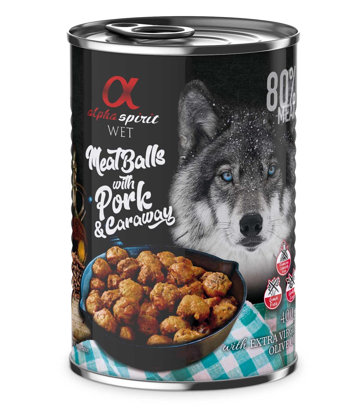 Alpha Spirit Mięsne klopsiki z z wieprzowiną i kminkiem 400g