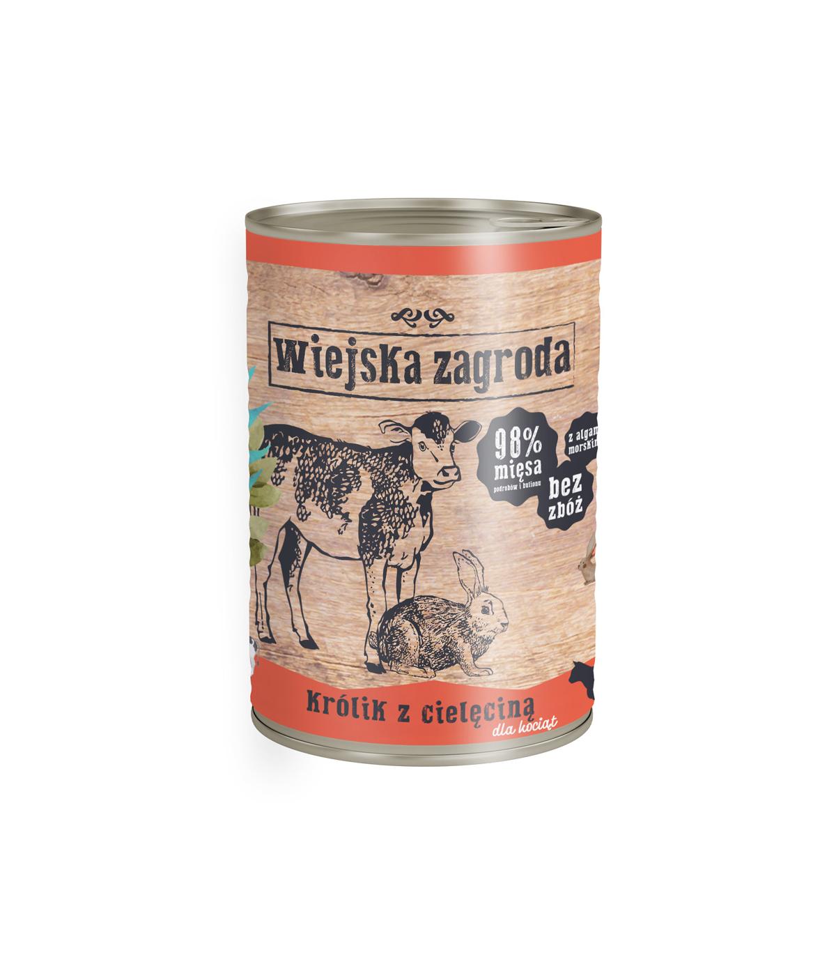 Wiejska Zagroda Królik z cielęciną dla kociąt 400g