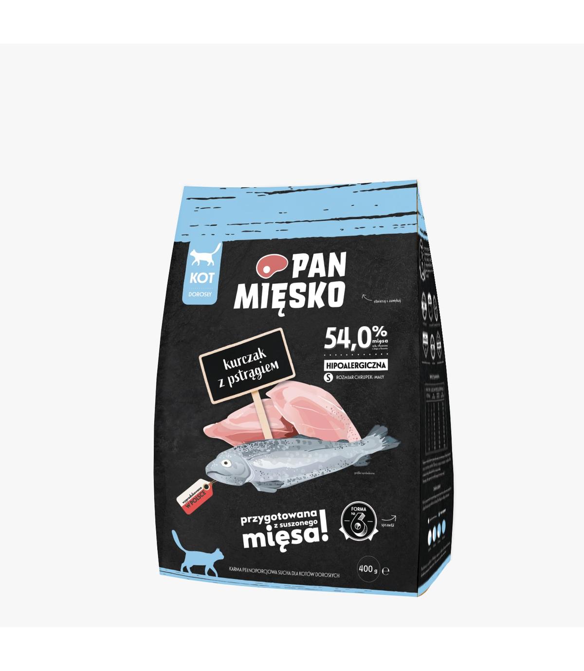 Pan Mięsko dla kota  Kurczak z pstrągiem S 400g