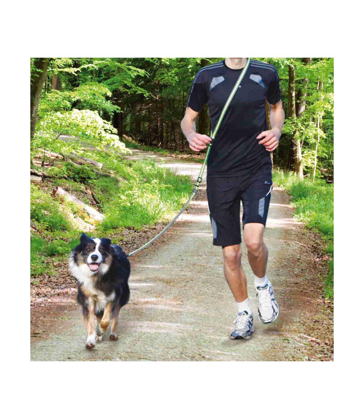 Smycz do joggingu szaro-zielona