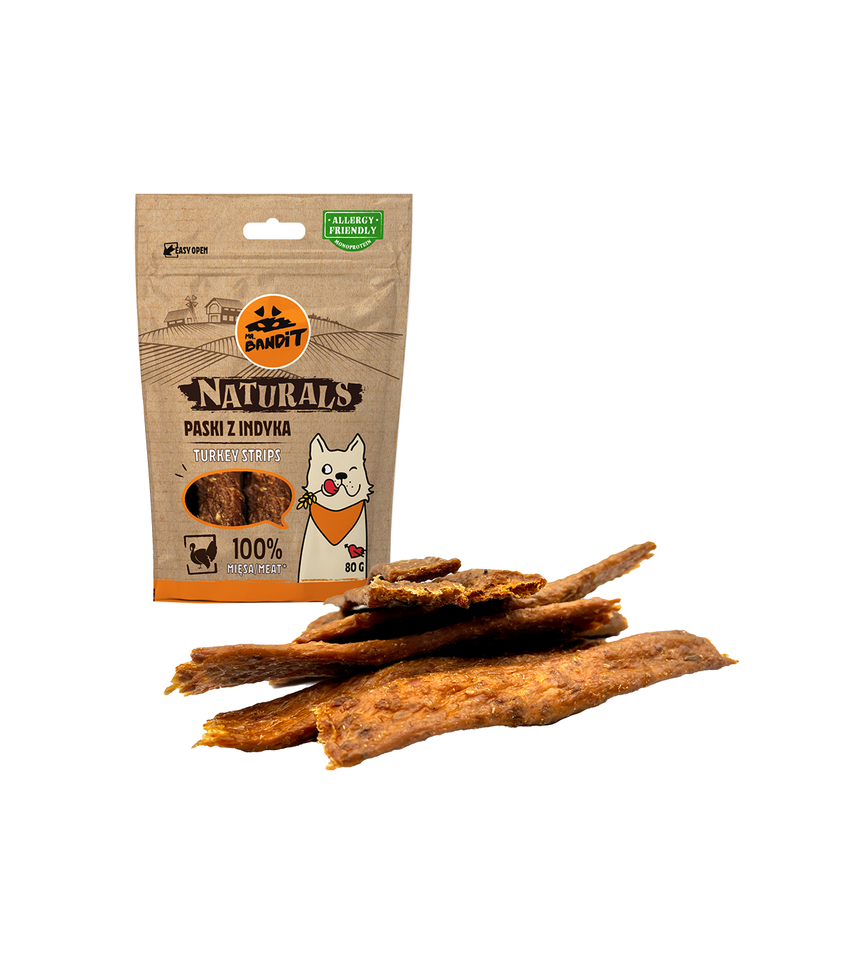 Mr. Bandit Naturals Paski z indyka 80g