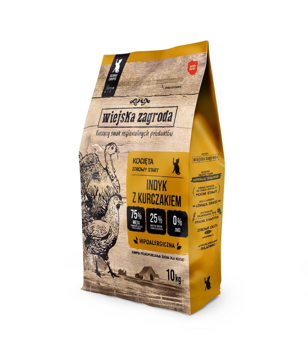 Wiejska Zagroda Indyk z kurczakiem dla kociąt 10kg