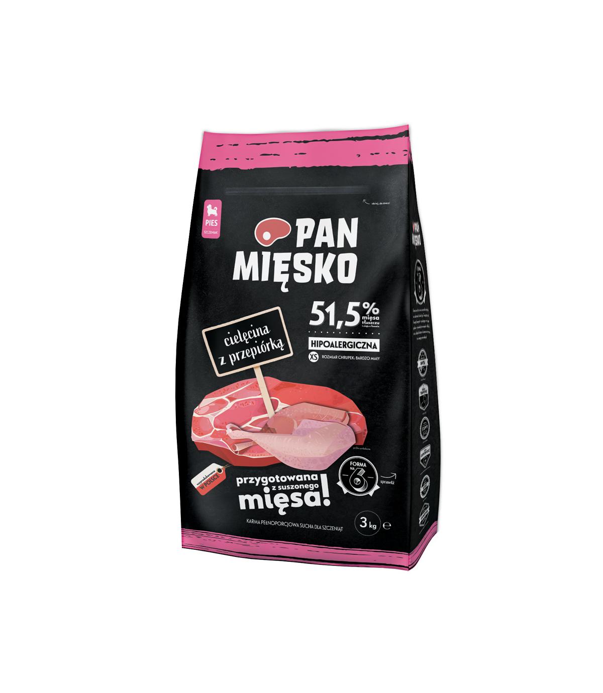 Pan Mięsko Cielęcina z przepiórką dla szczeniąt XS 3kg