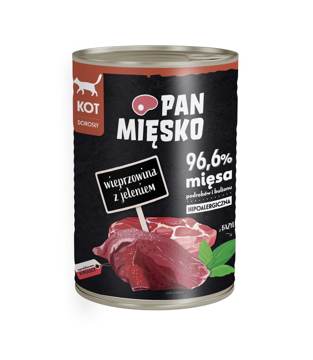 Pan Mięsko dla kota Wieprzowina z jeleniem 400g