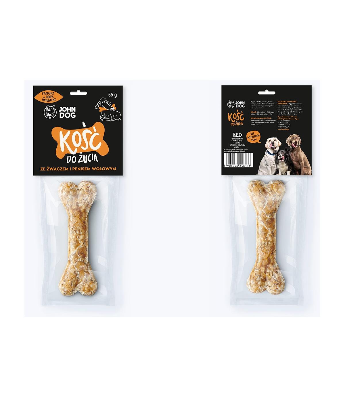 Kość do żucia z dodatkiem żwaczy i penisa wołowego 12cm