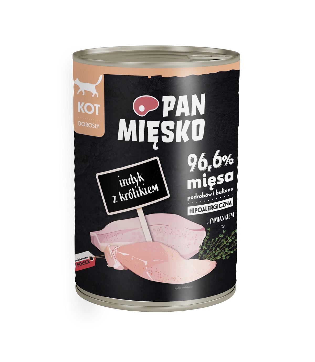 Pan Mięsko dla kota Indyk z królikiem 400g