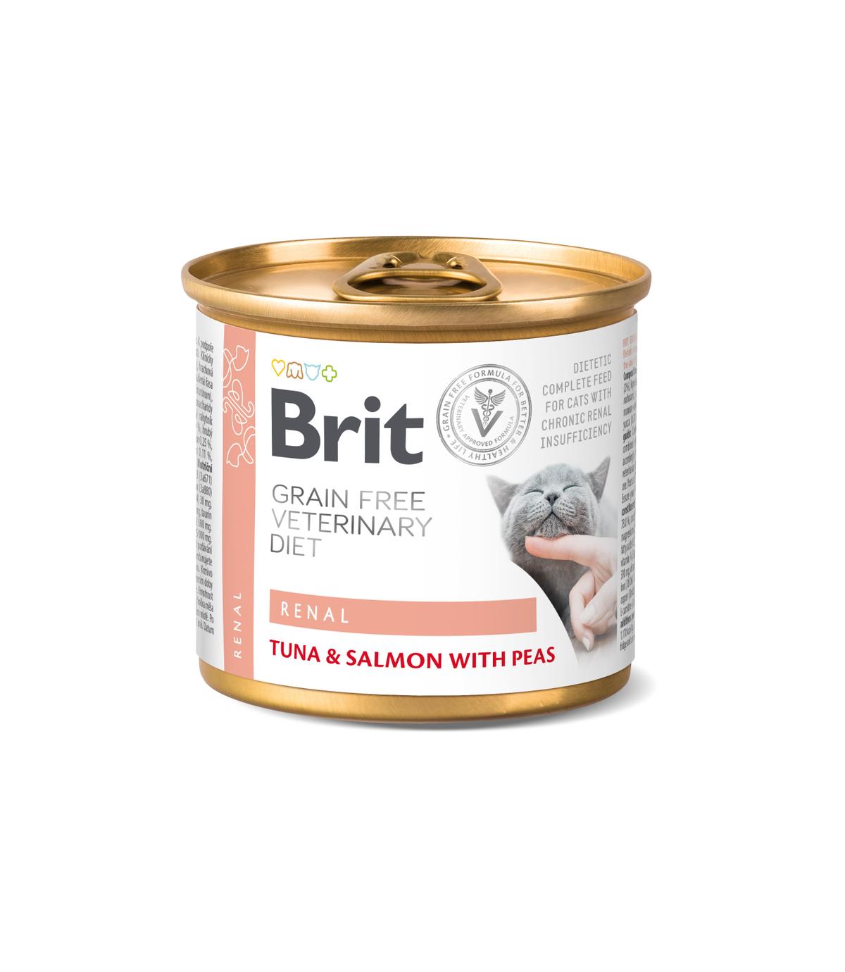 Brit Veterinary Diets Cat GF Renal Tuna, Salmon & Pea 200g