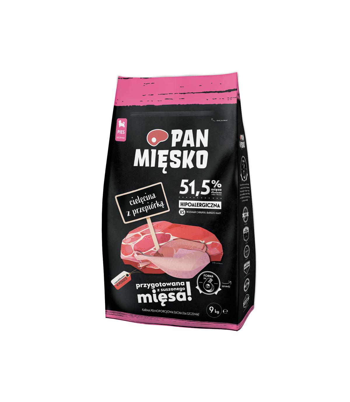 Pan Mięsko Cielęcina z przepiórką dla szczeniąt XS 9kg