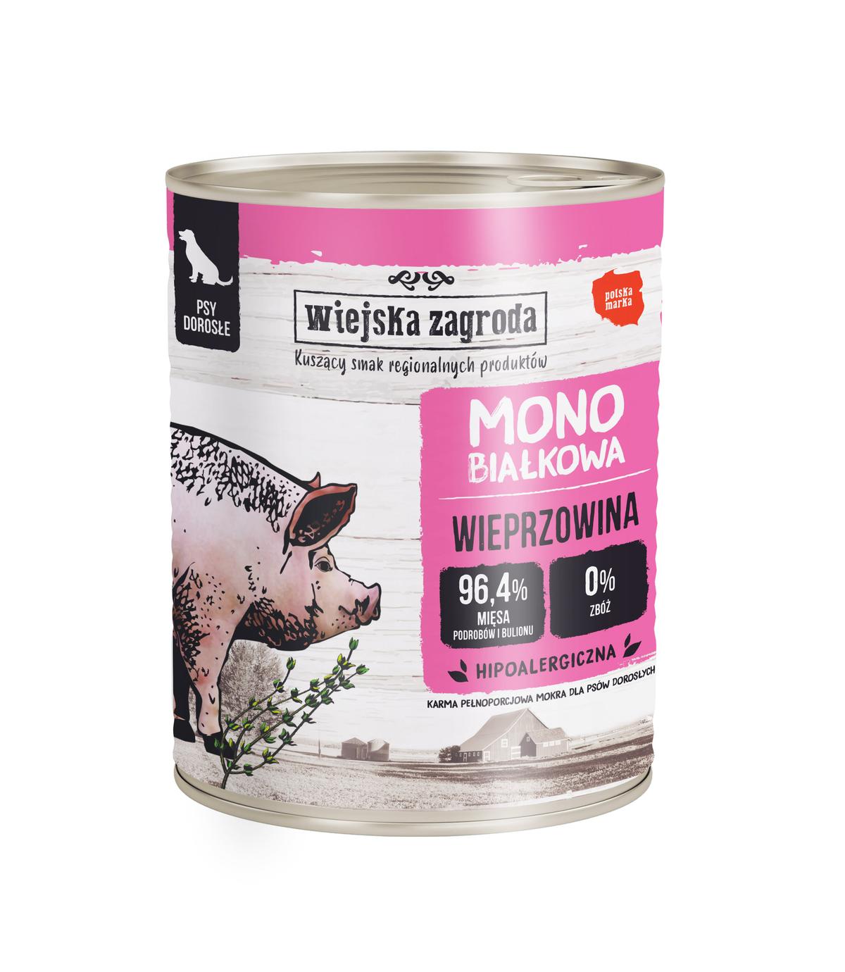 Wiejska Zagroda Mono Wieprzowina dla psa 800g