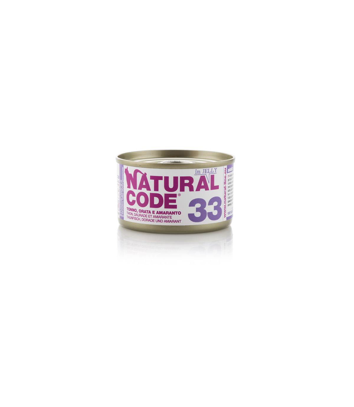 Natural Code Cat 33 Tuna, seabream and apple in jelly 85g