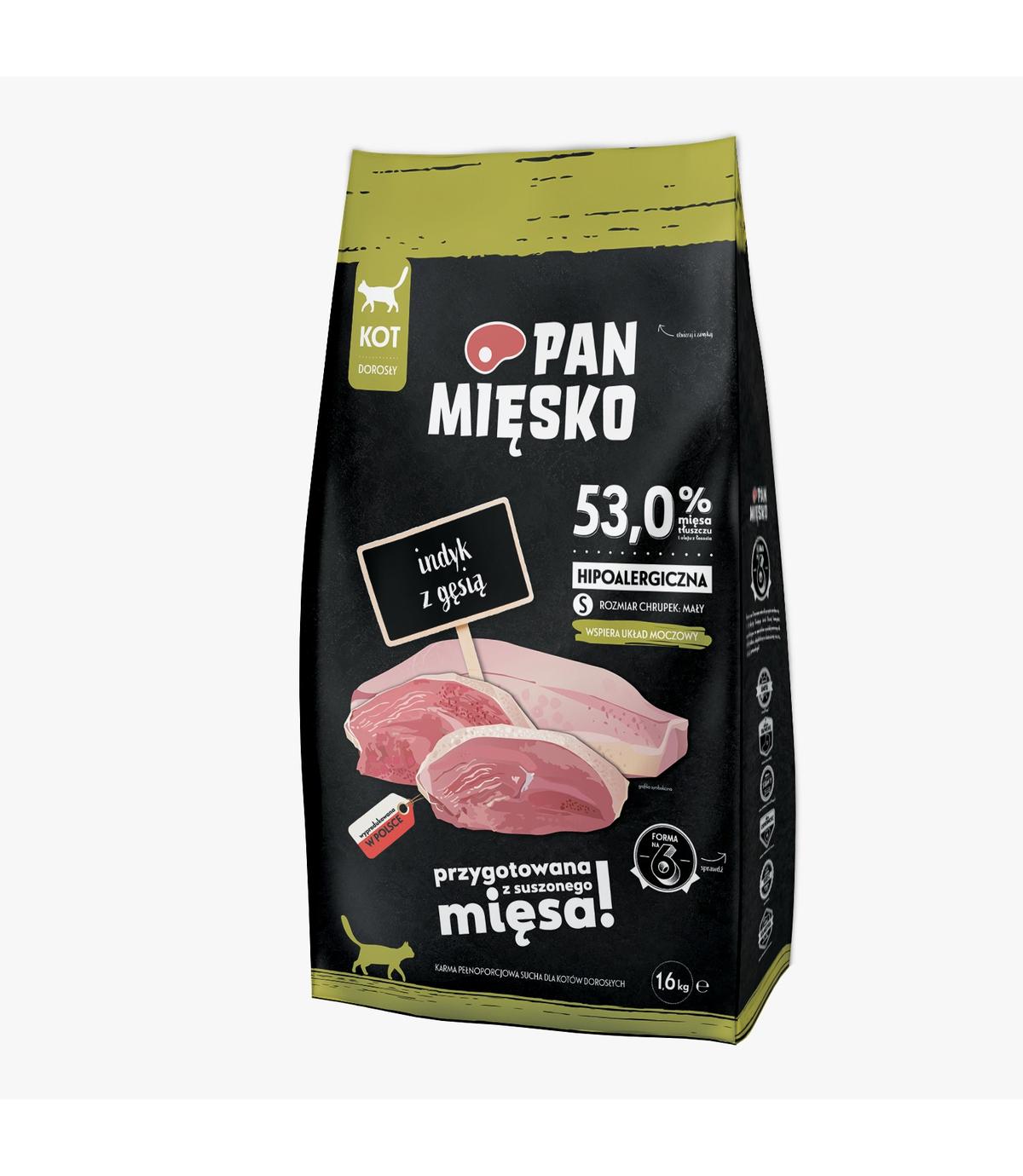 Pan Mięsko dla kota Indyk z gęsią S 1,6kg