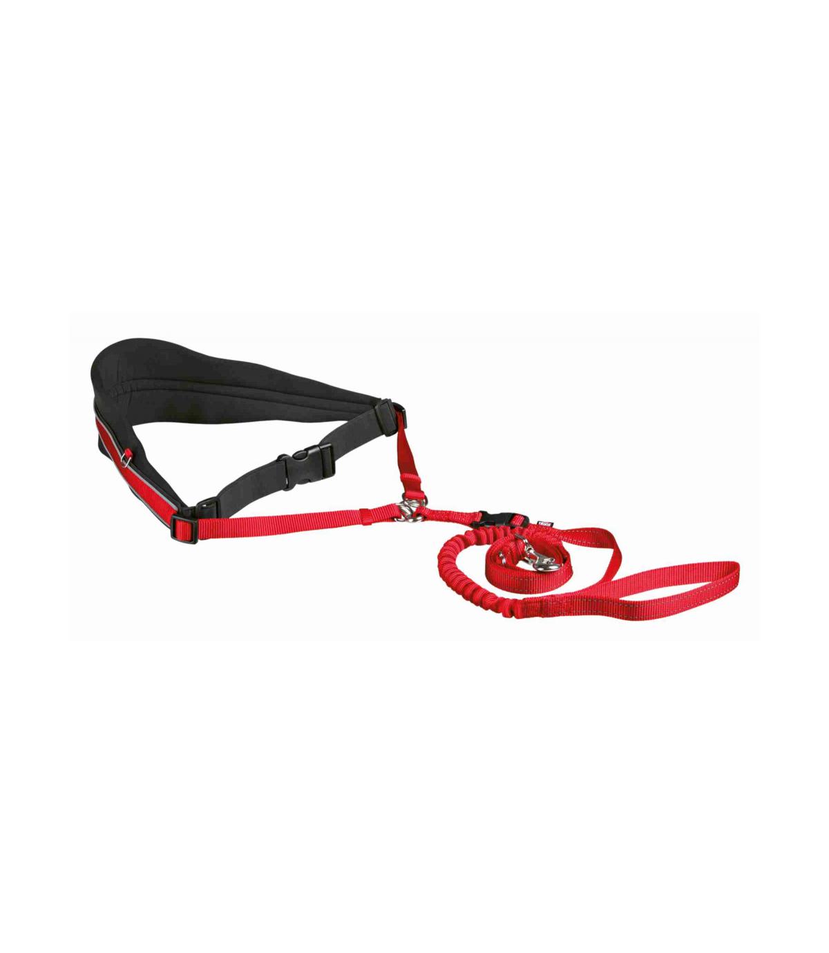 Smycz z pasem biodrowym czerwona 70-120cm