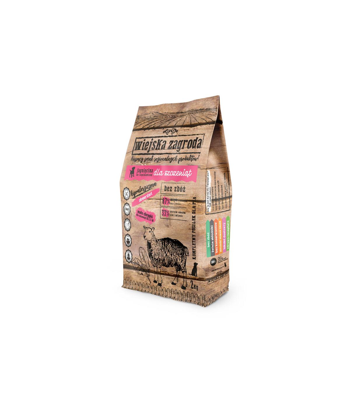 Wiejska Zagroda dla szczeniąt Jagnięcina ze szpinakiem 2kg