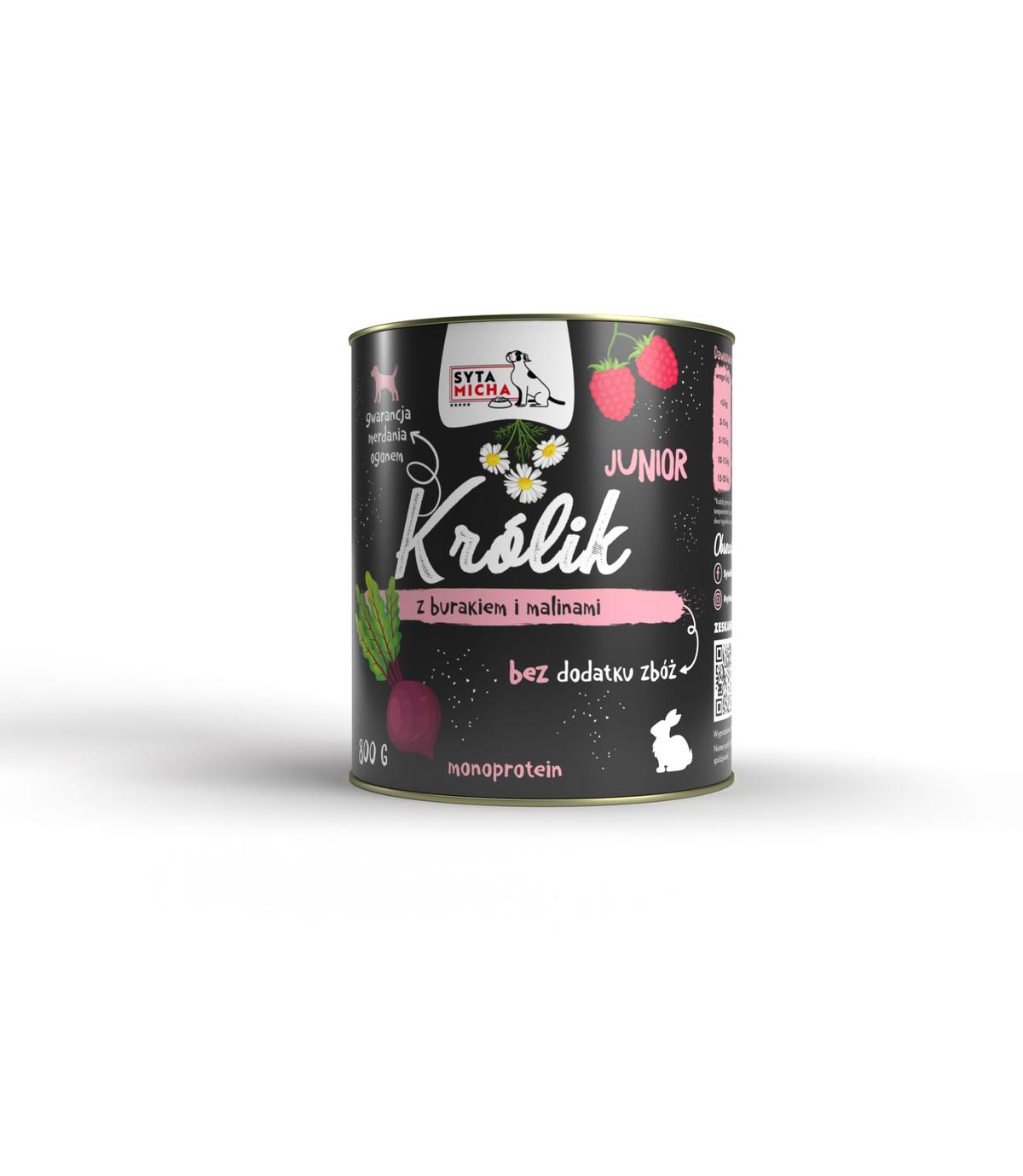 Syta Micha Junior Królik z burakiem i malinami 800g