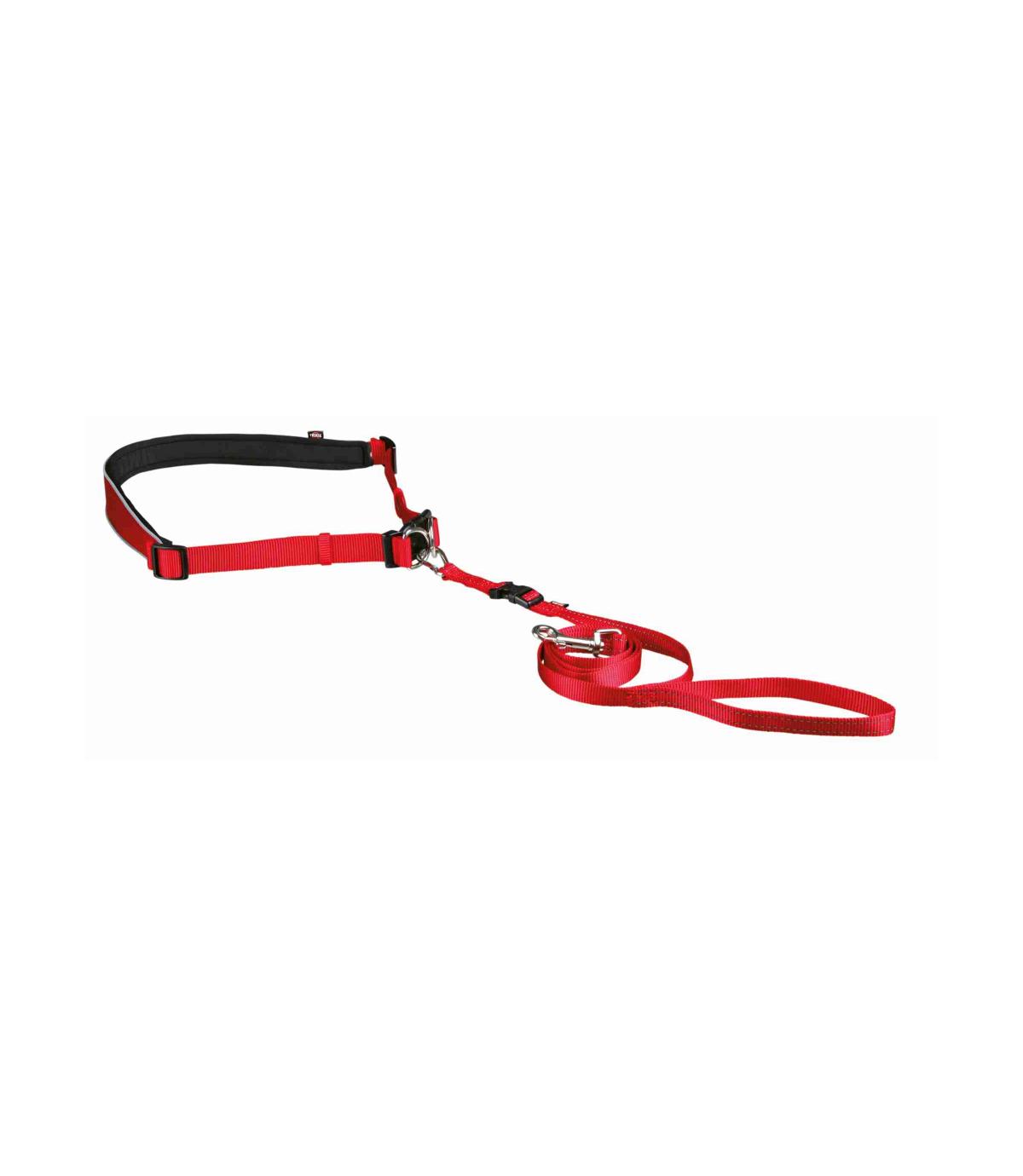 Smycz z pasem biodrowym czerwona 60-130cm