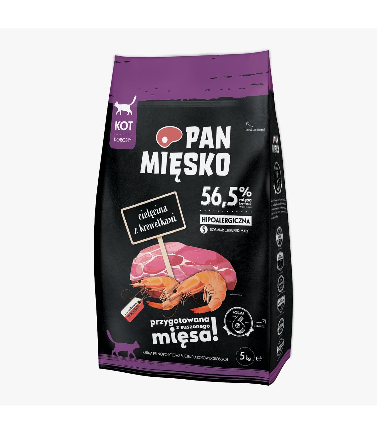 Pan Mięsko dla kota Cielęcina z krewetkami S 5kg