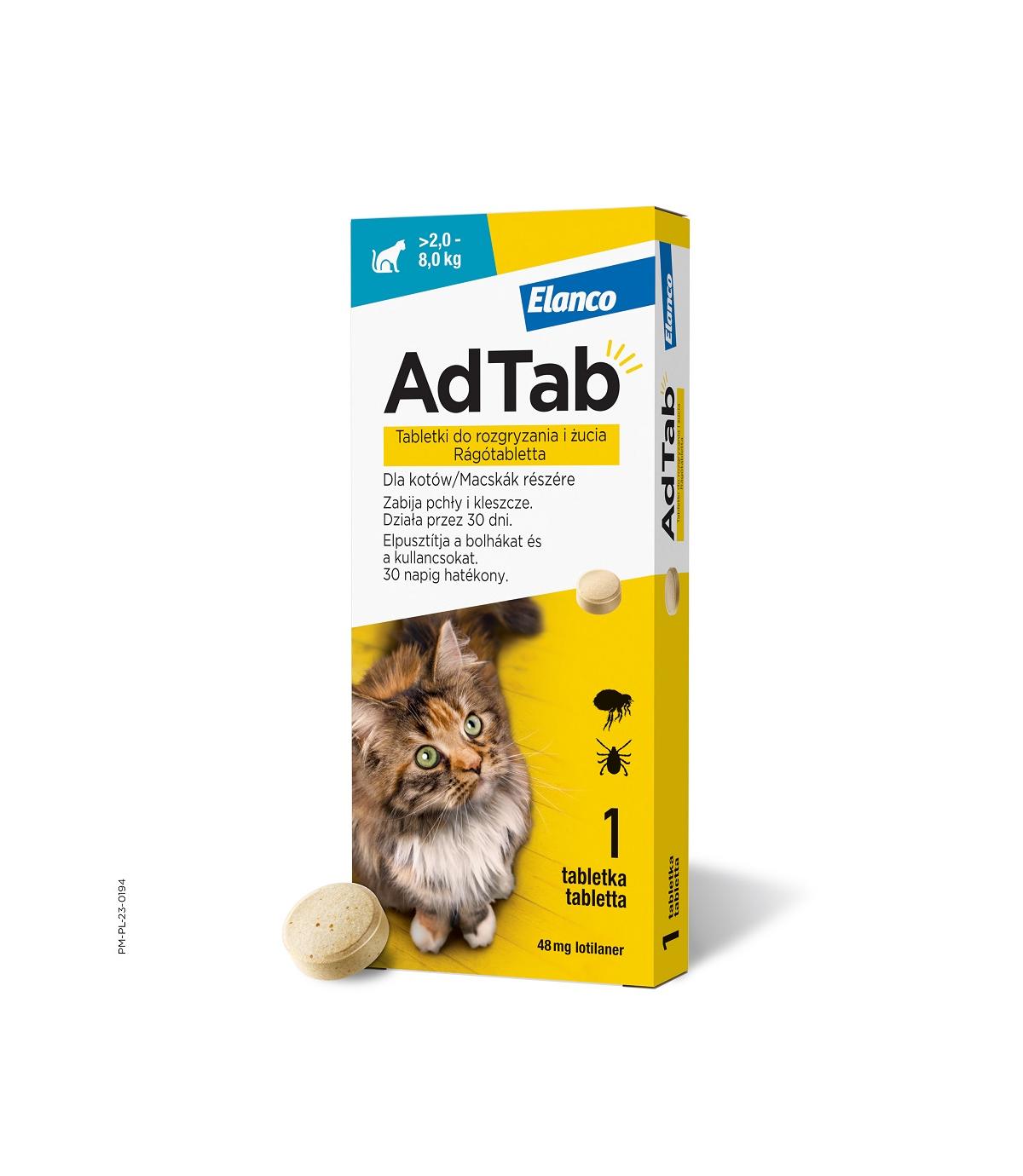 AdTab tabletka na kleszcze i pchły dla kota (>2-8kg)