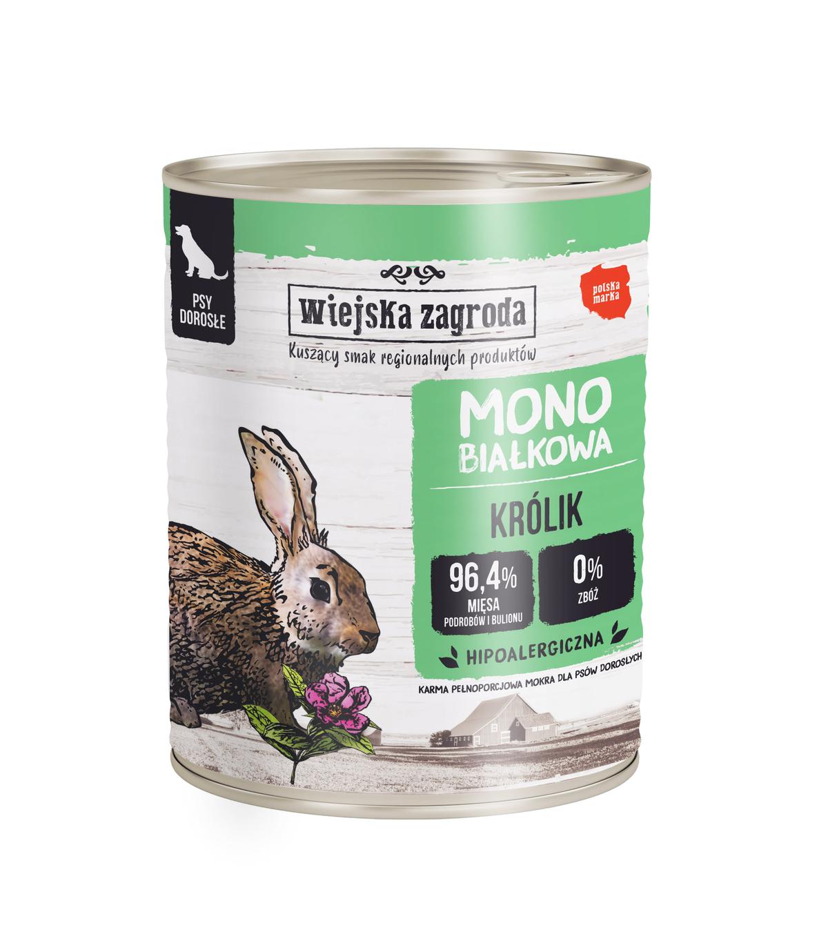 Wiejska Zagroda Mono Królik dla psa 800g