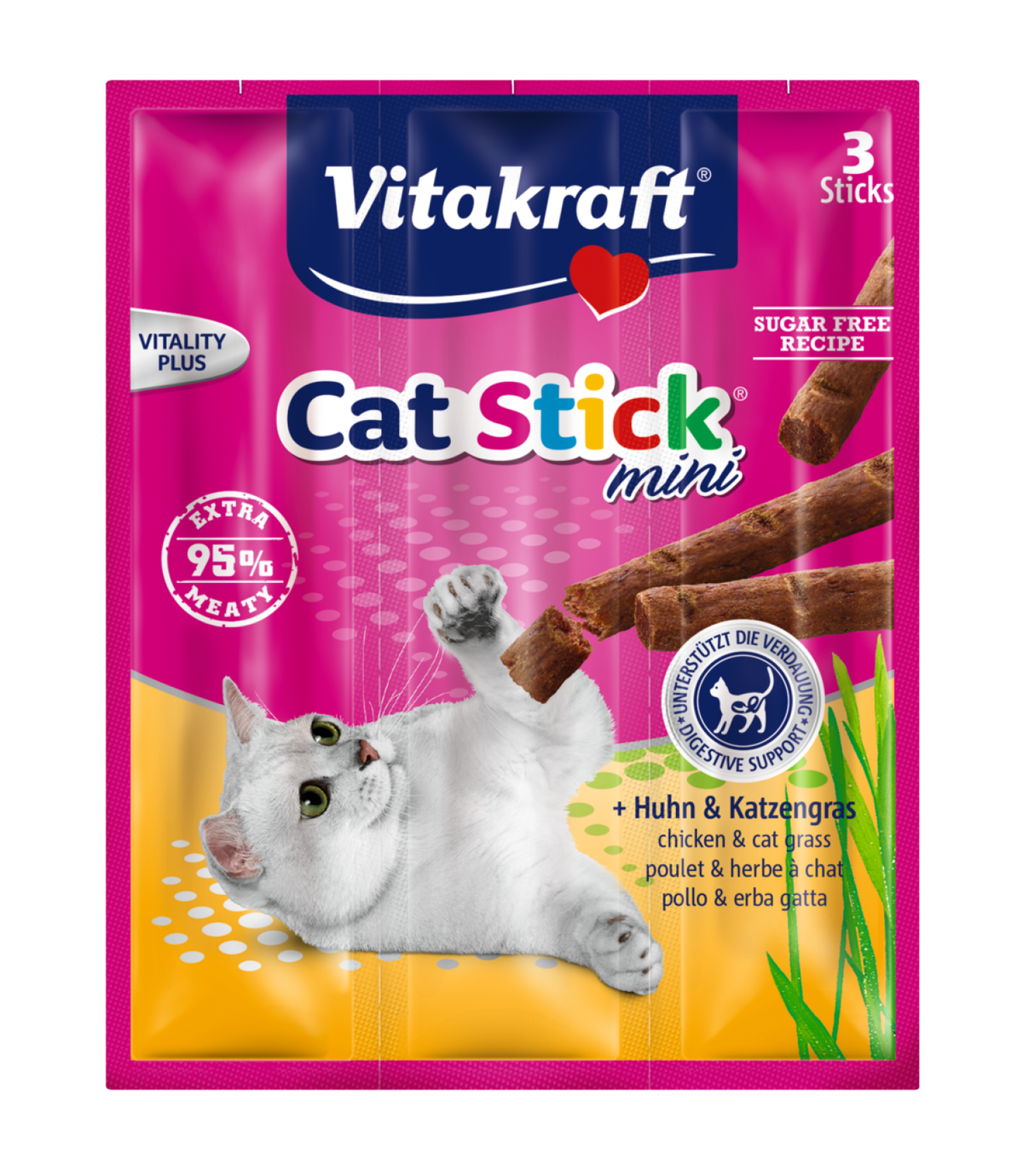 Vitakraft Cat-Stick Mini - Kurczak i trawa