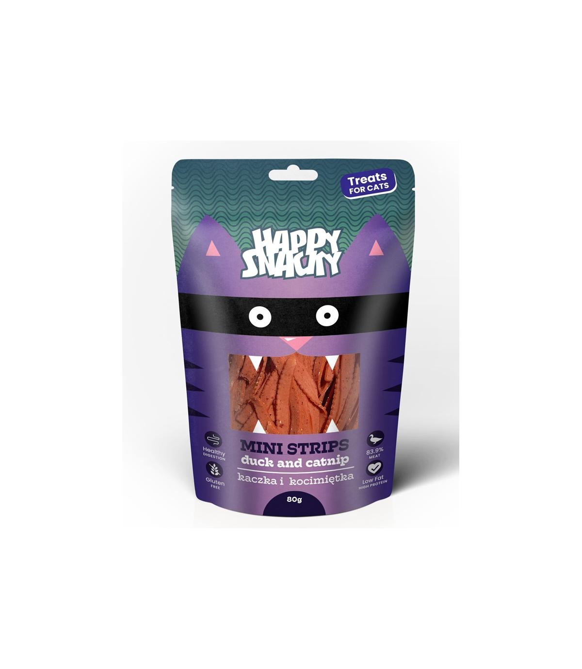 Happy Snacky Mini paski z kaczki z kocimiętką 80g