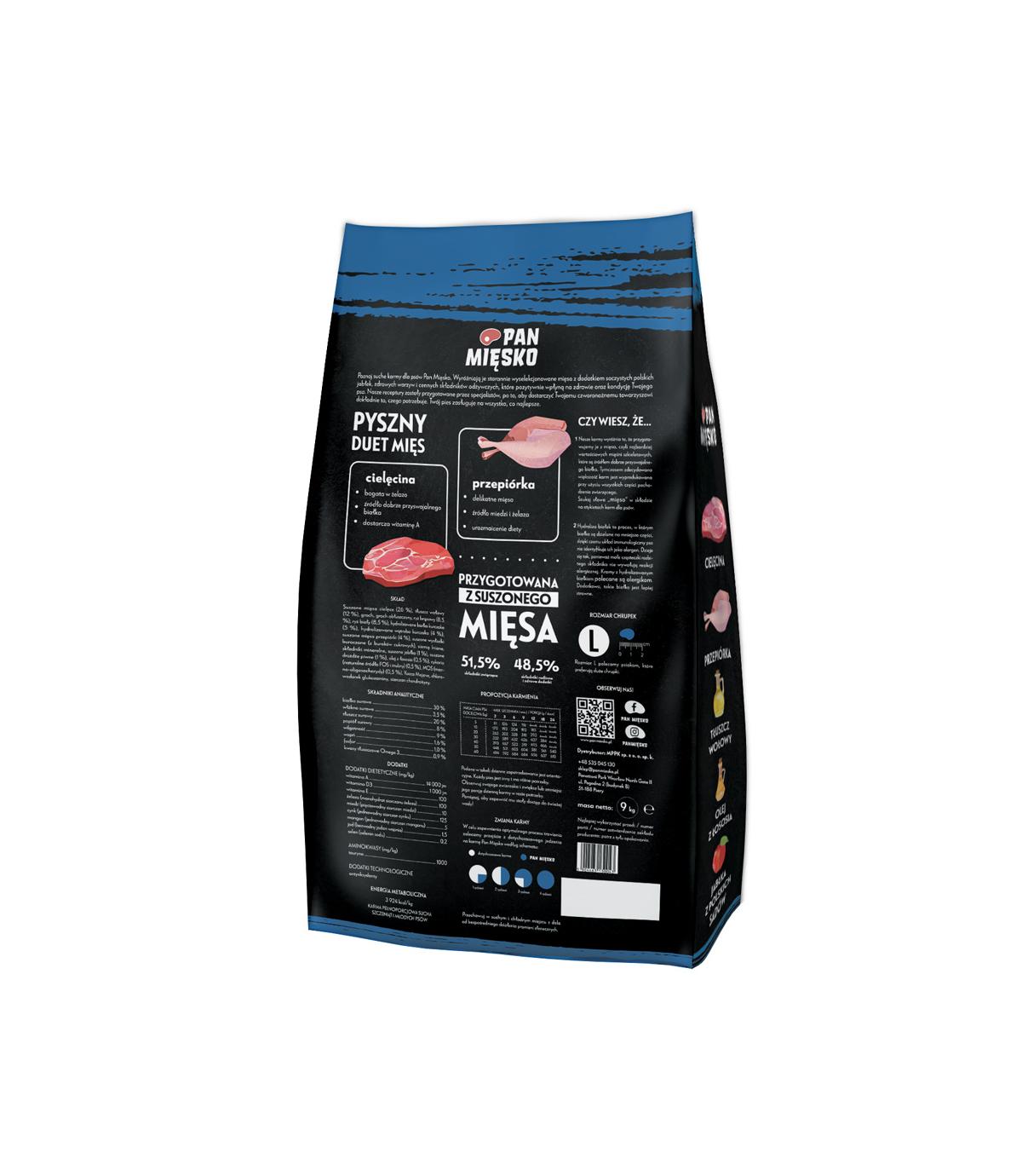 Pan Mięsko Cielęcina z przepiórką dla szczeniąt L 9kg