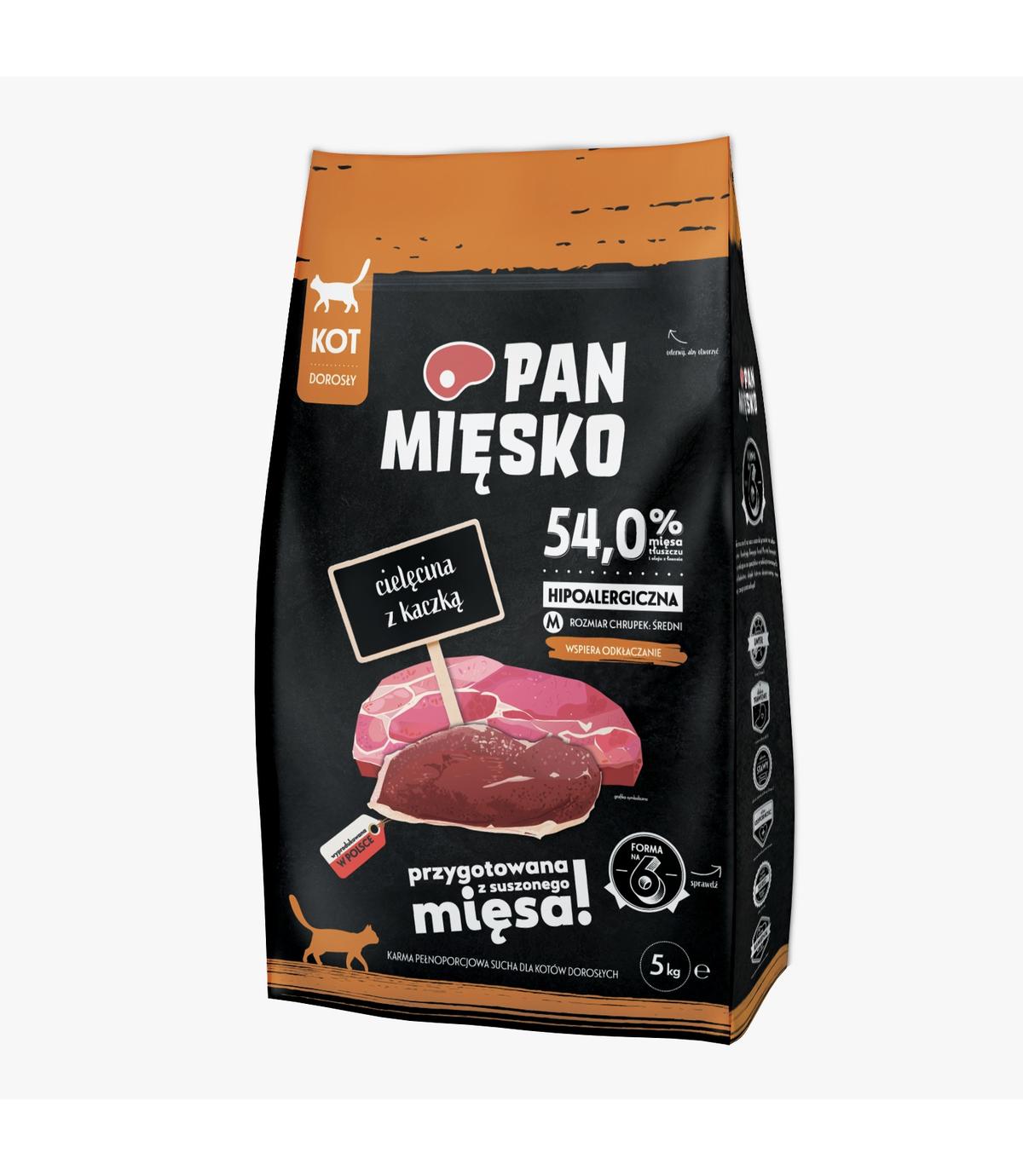 Pan Mięsko dla kota Cielęcina z kaczką M 5kg