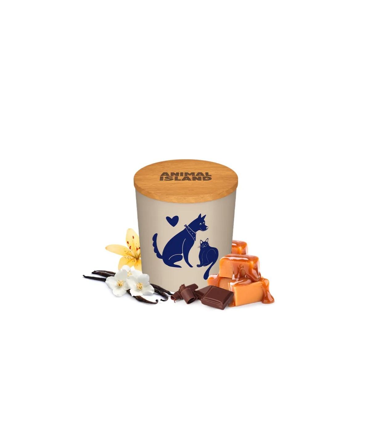 Animal Island świeca beżowa Wanilia & Karmel