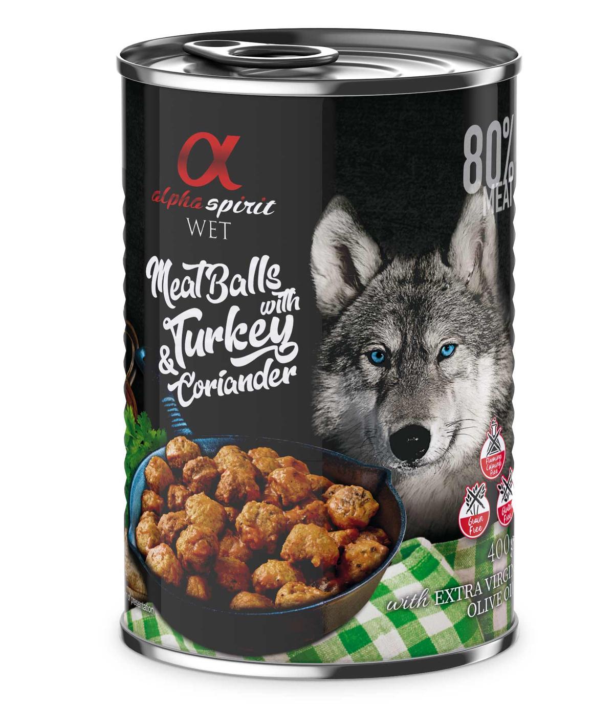 Alpha Spirit Mięsne klopsiki z indykiem i kolendrą 400g