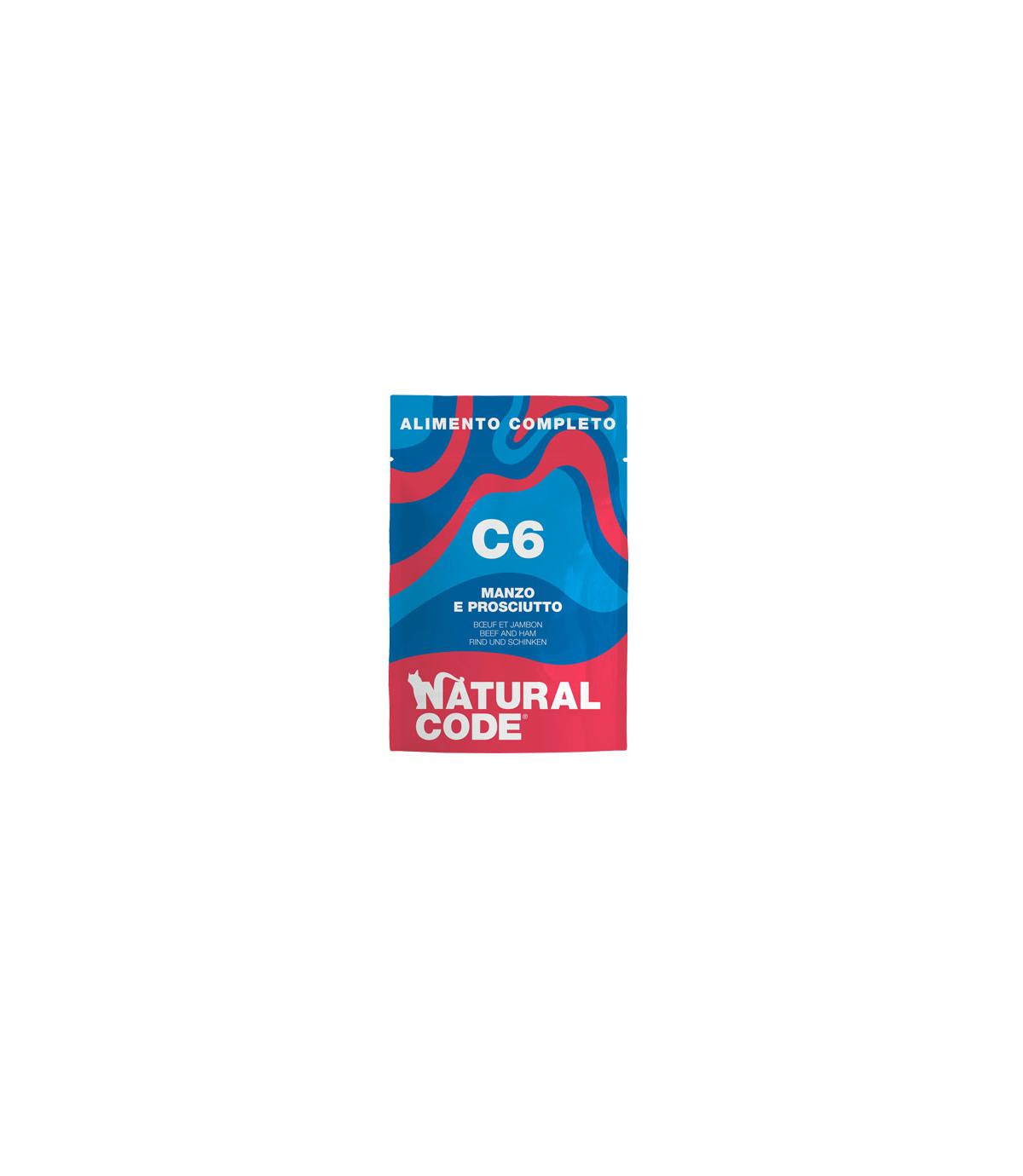 Natural Code Cat C6 Wołowina i szynka 70g