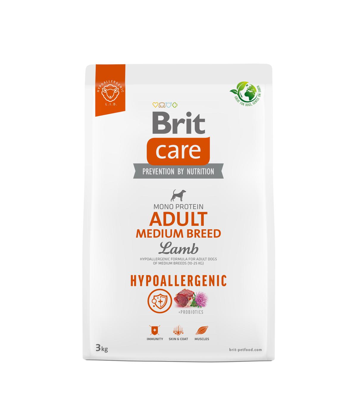 Brit Care Dog Hypoallergenic Adult Medium Breed Lamb 3kg
