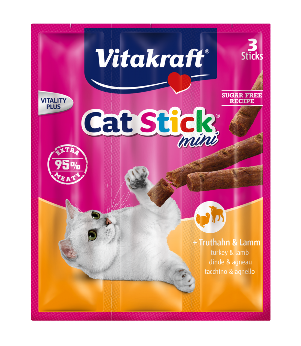 Vitakraft Cat-Stick Mini - indyk + jagnięcina - 6 sztuk