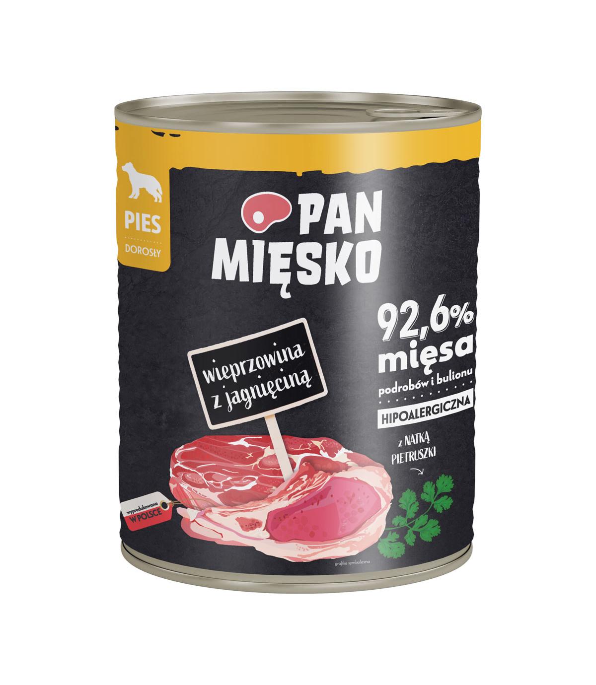 Pan Mięsko dla psa Wieprzowina z jagnięciną 800g