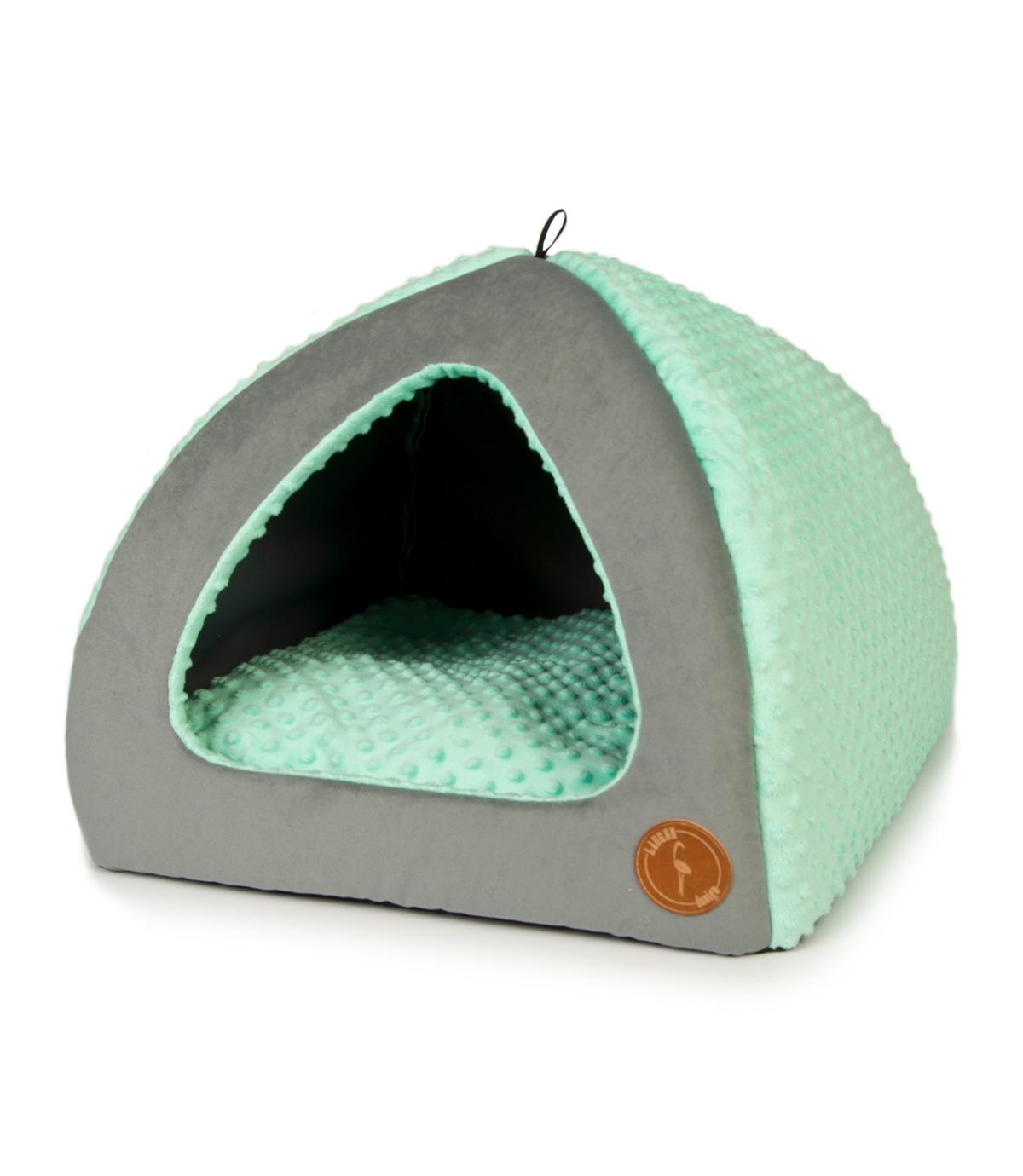 Velvet Budka Bella - 40x40cm szaro-miętowa