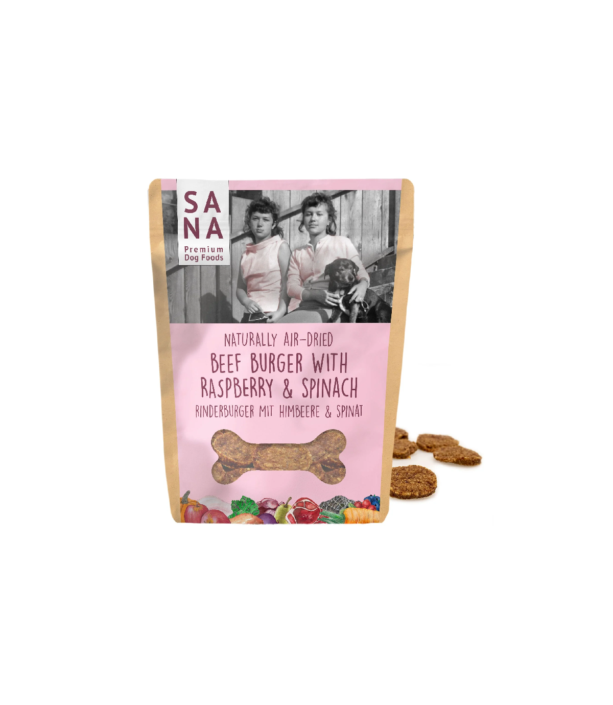 SANADog Beef Burger with raspberry & spinach 100g