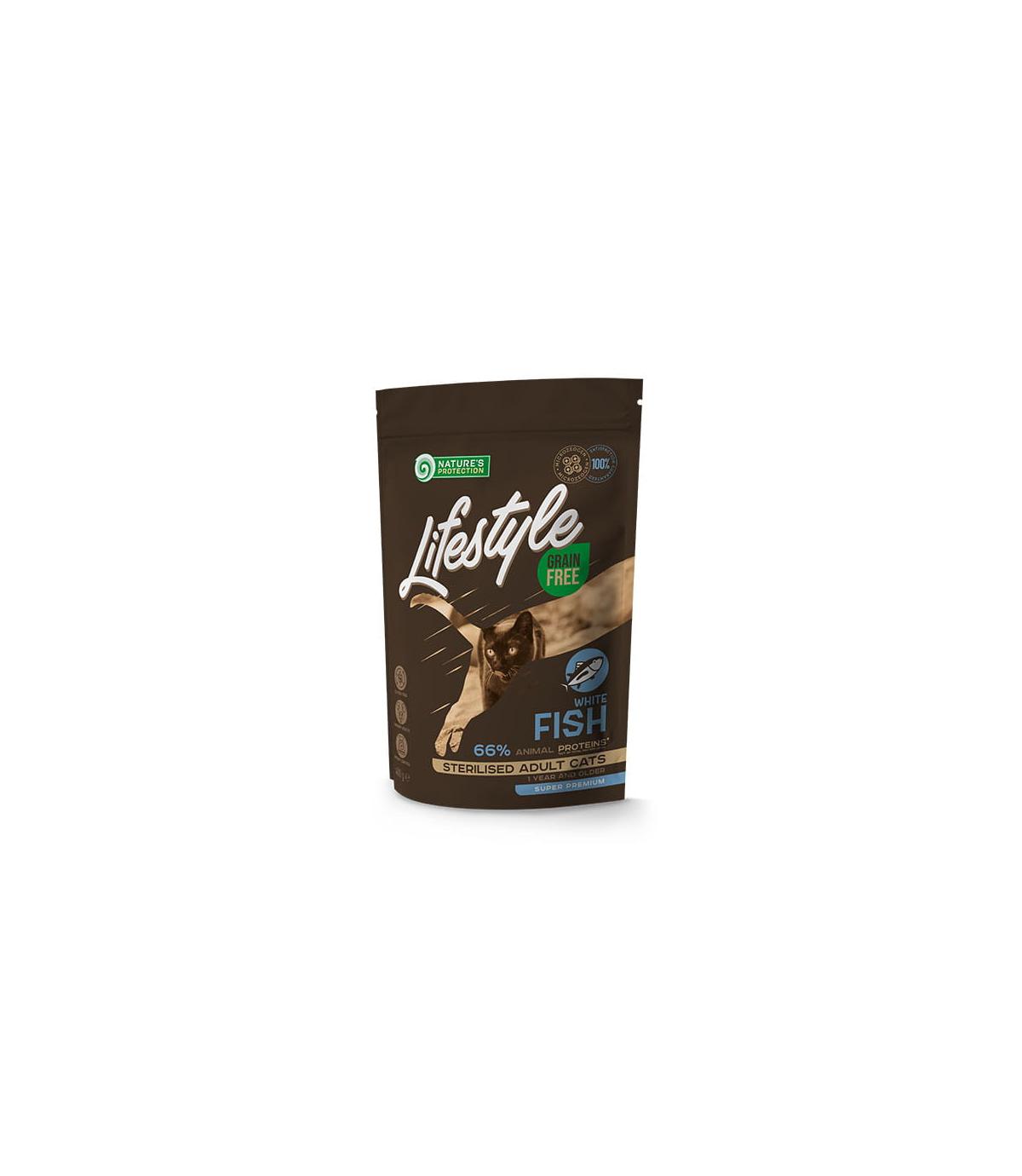 Nature's Protection Lifestyle GF Sterilised Cat White Fish 400g