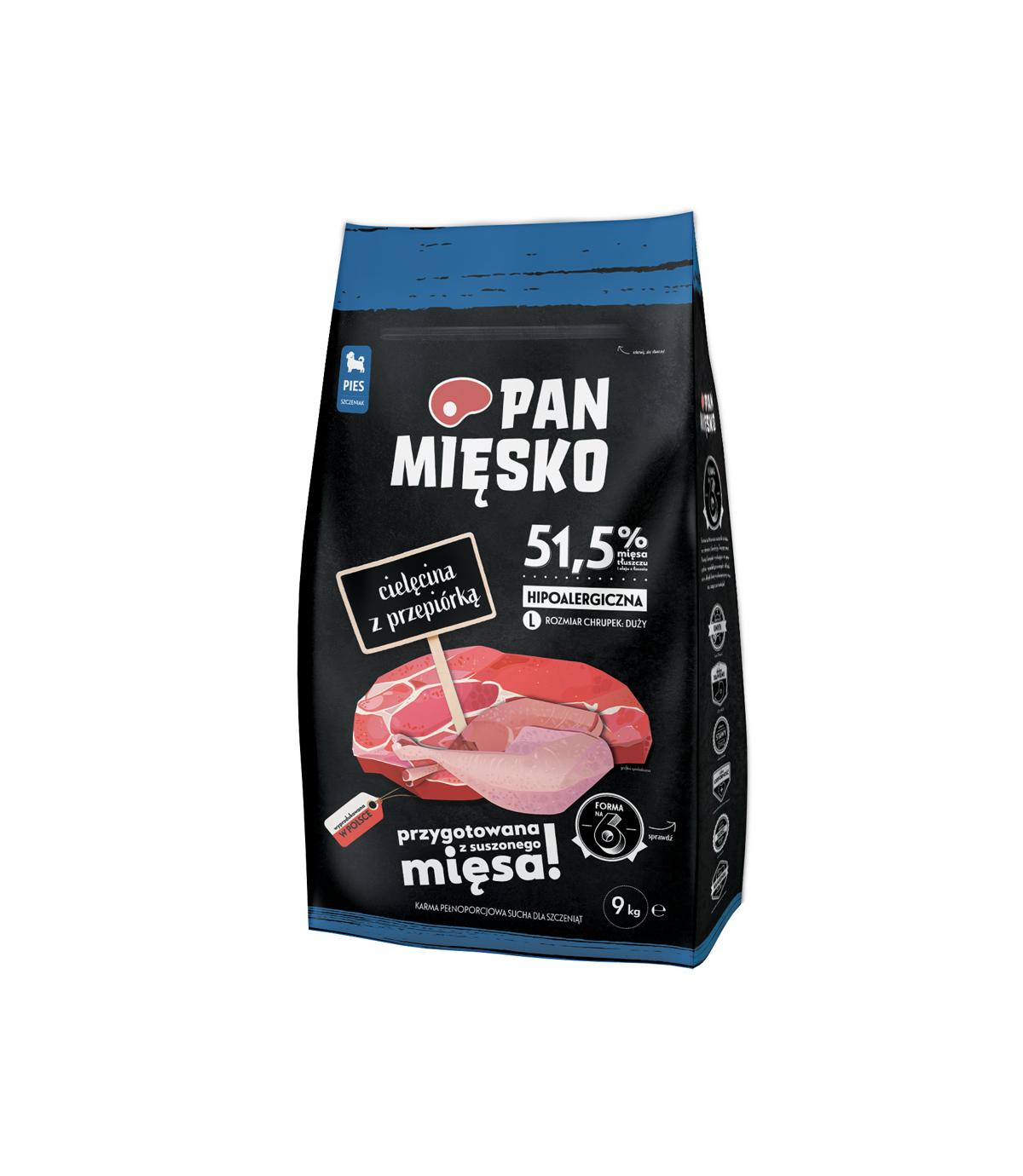 Pan Mięsko Cielęcina z przepiórką dla szczeniąt L 9kg