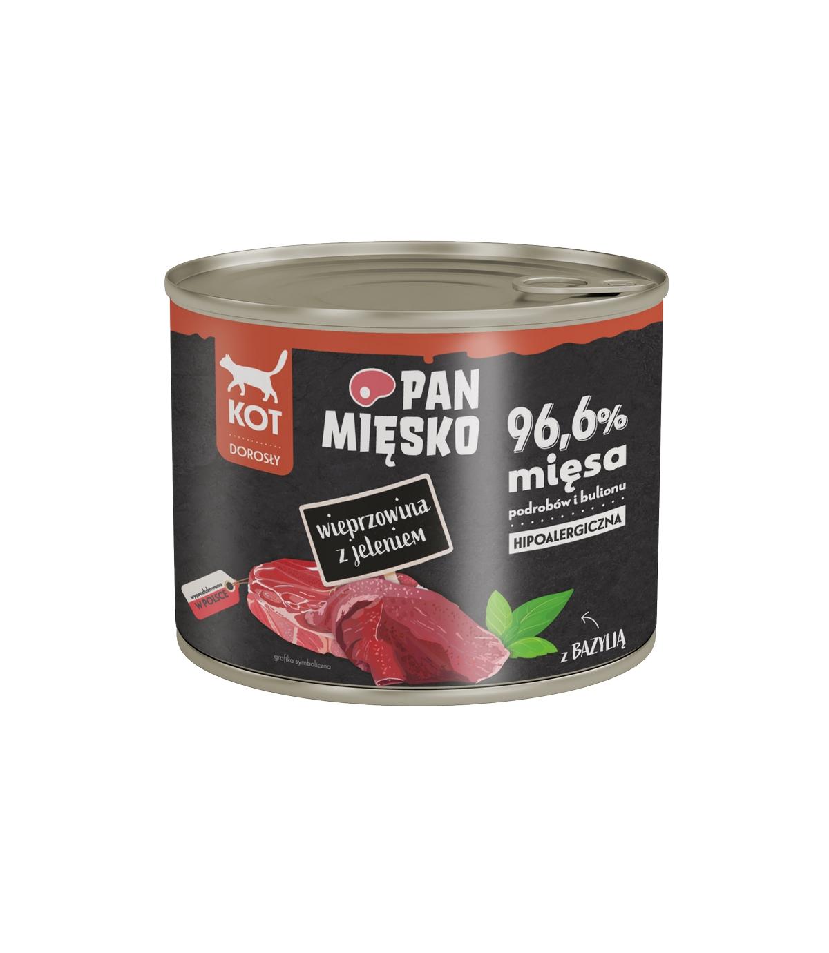 Pan Mięsko dla kota Wieprzowina z jeleniem 200g