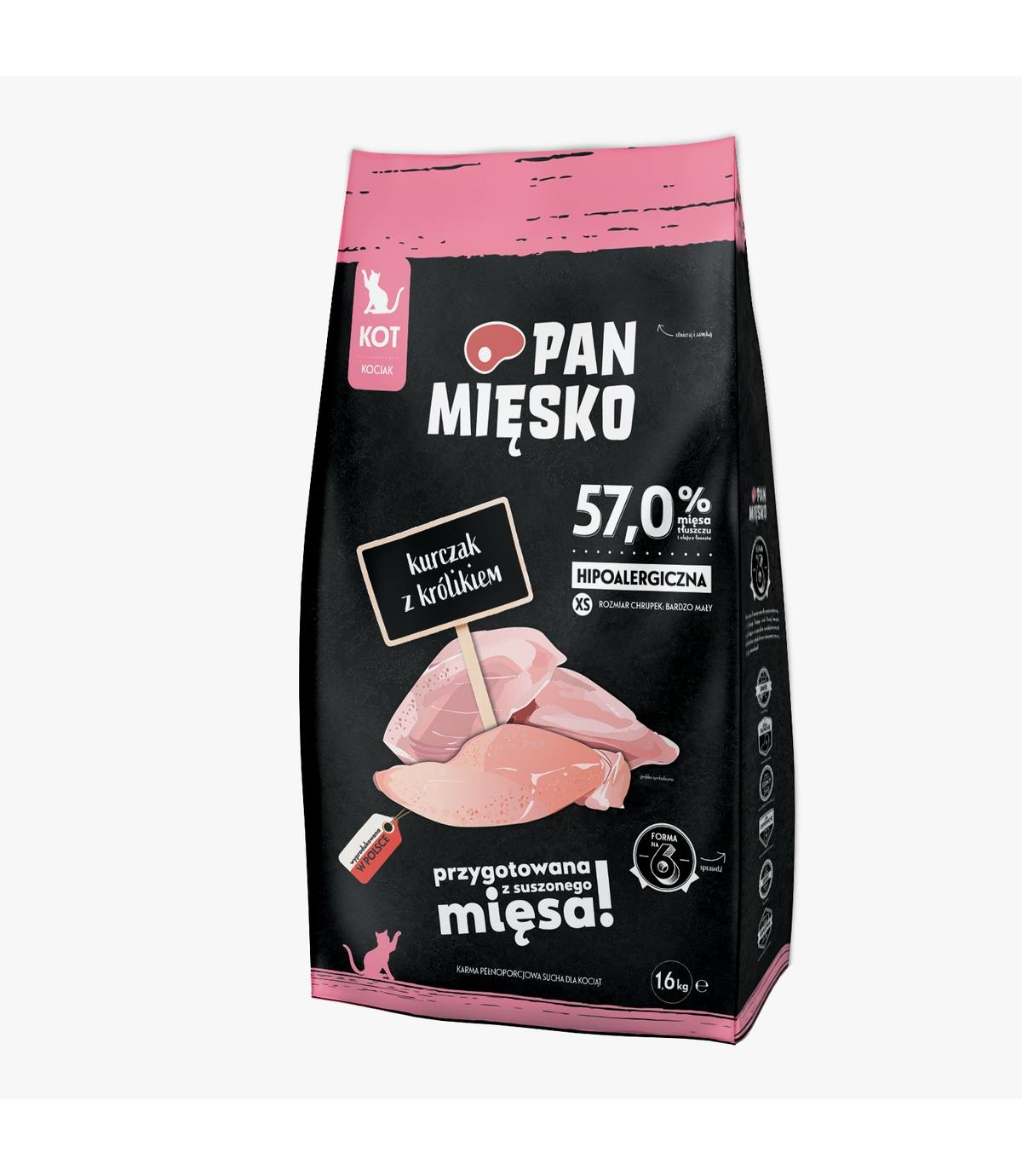 Pan Mięsko dla kociąt Kurczak z królikiem XS 1,6kg