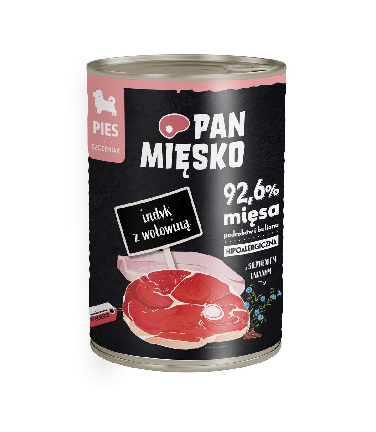 Pan Mięsko dla psa Indyk z wołowiną dla szczeniąt 400g