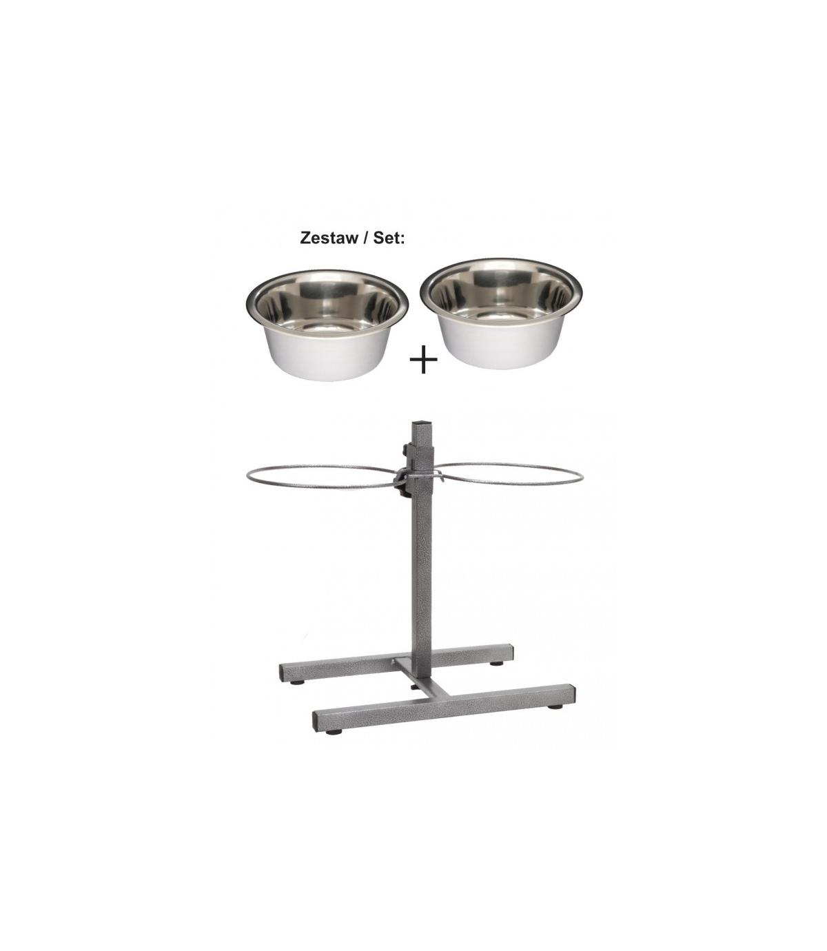 Stojak regulowany z miskami 2,8l