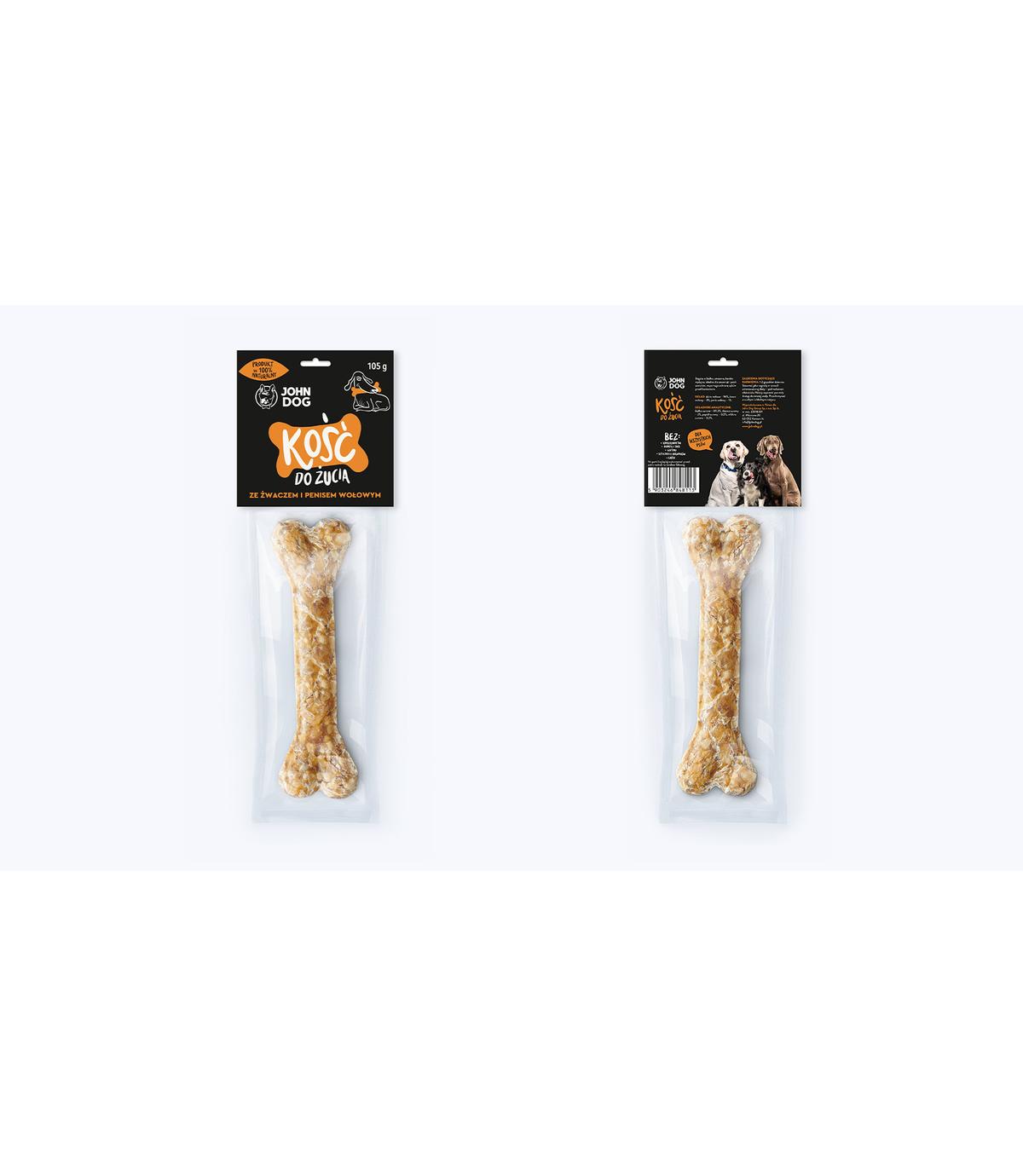 Kość do żucia z dodatkiem żwaczy i penisa wołowego 17cm