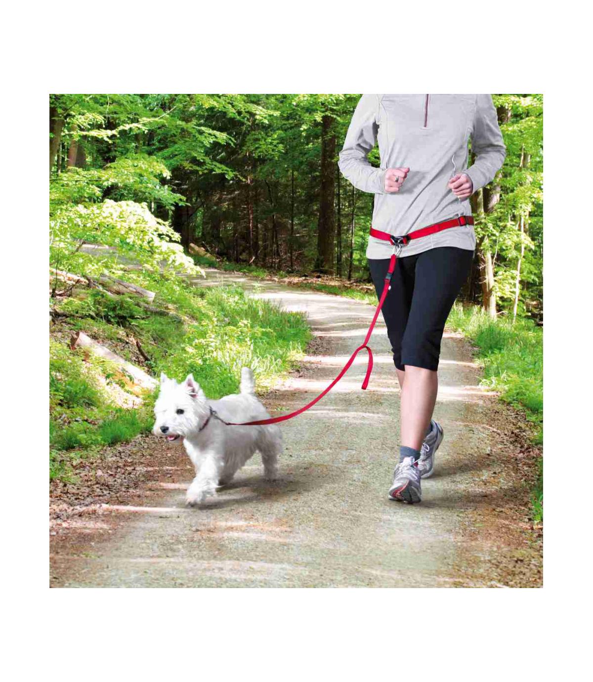 Smycz z pasem biodrowym czerwona 60-130cm