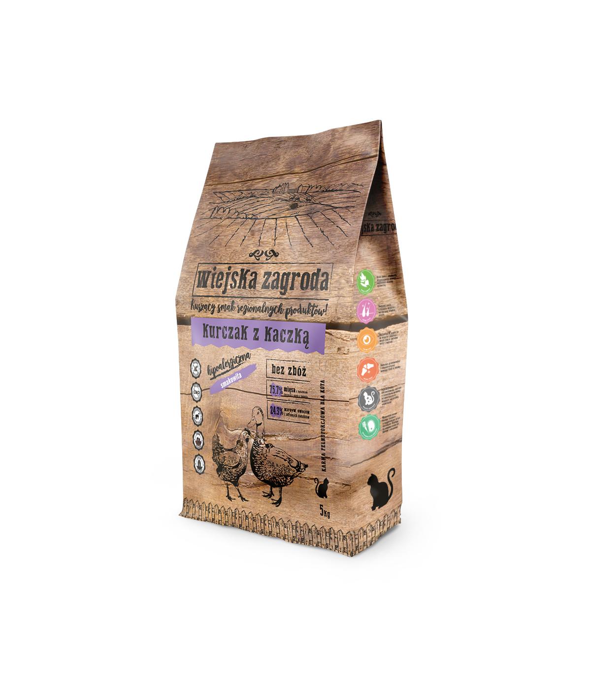 Wiejska Zagroda kurczak z kaczką dla kota 5kg