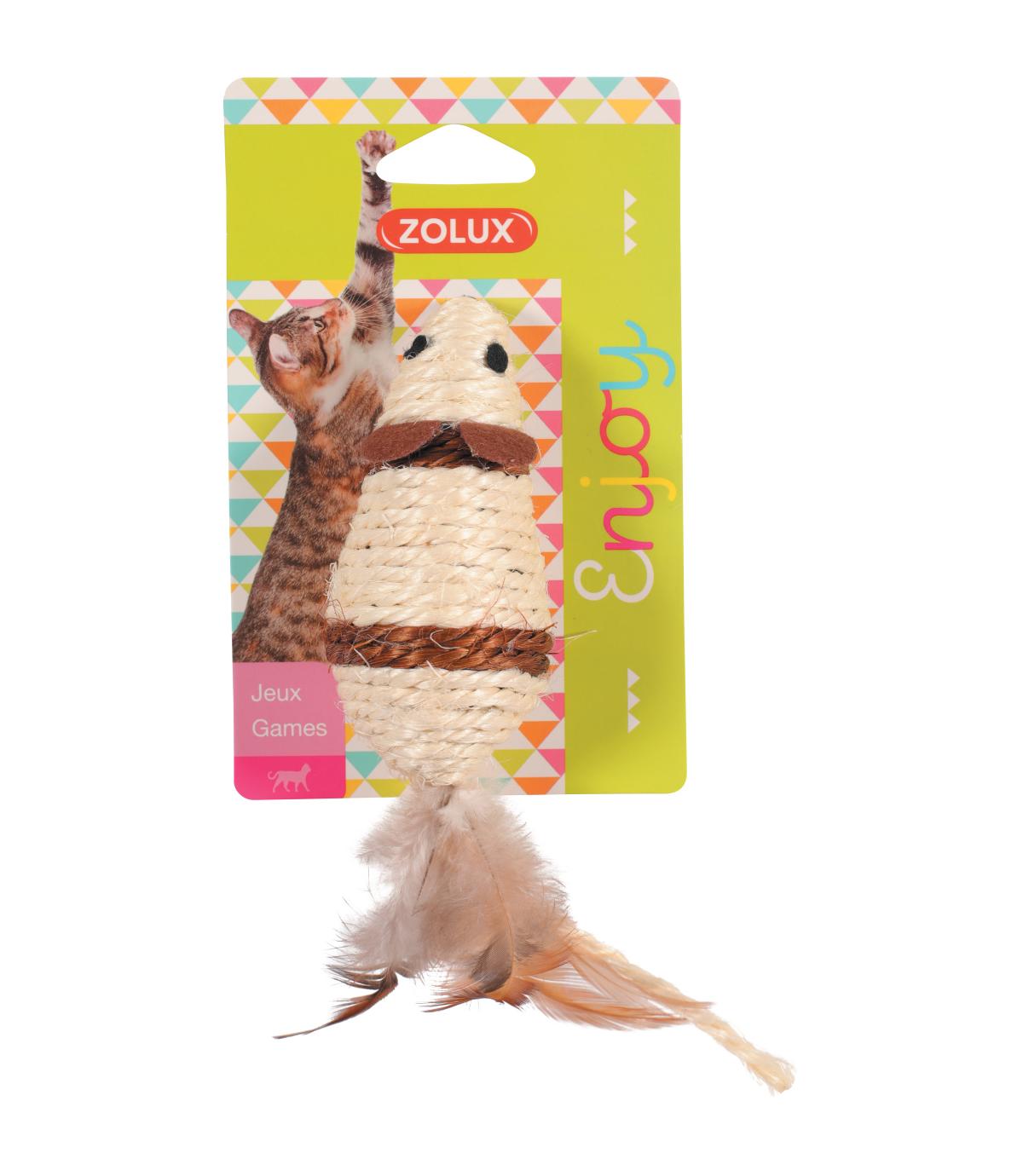 Mysz z sizalu z piórkami 24cm