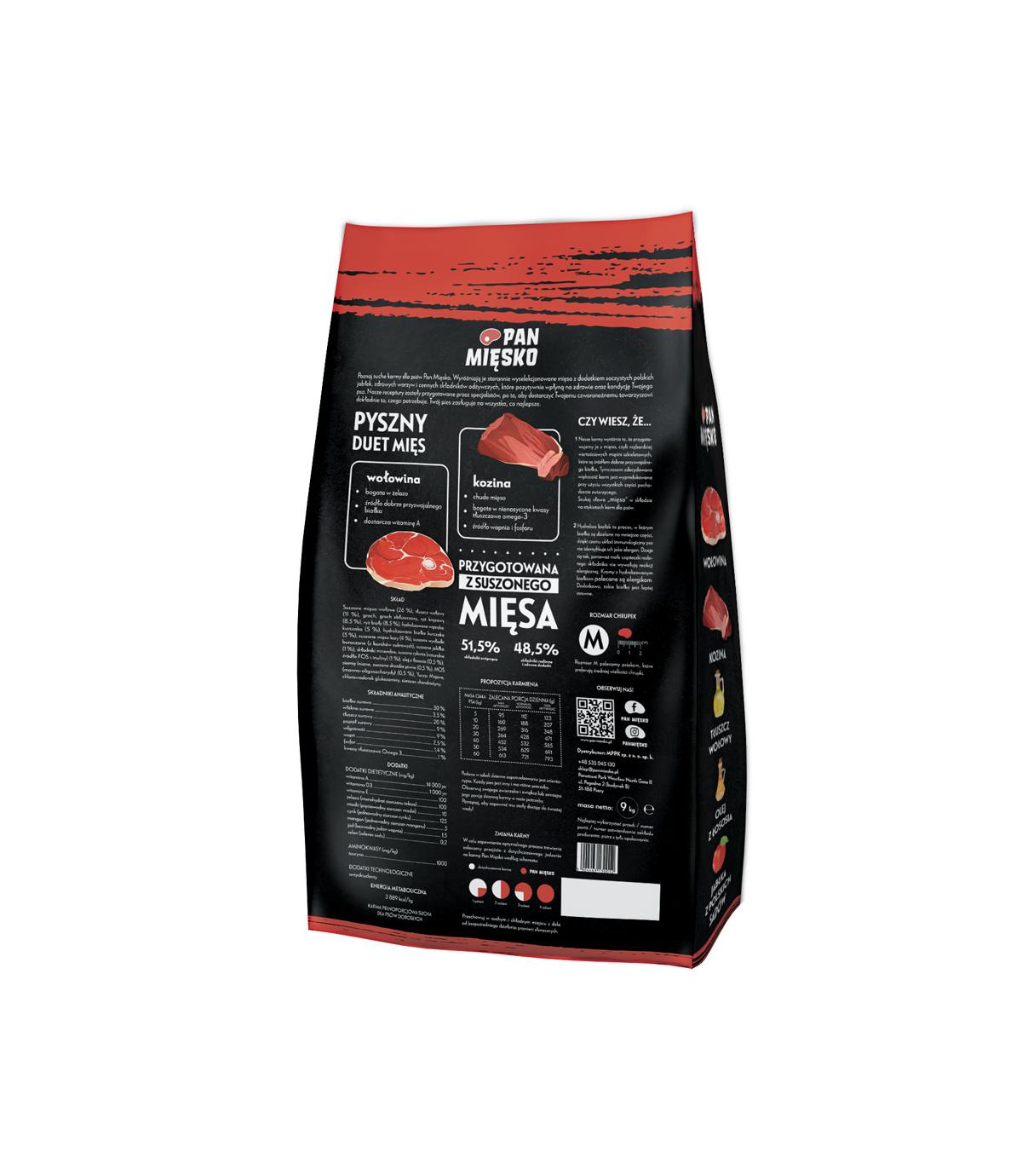 Pan Mięsko Wołowina z koziną 9kg